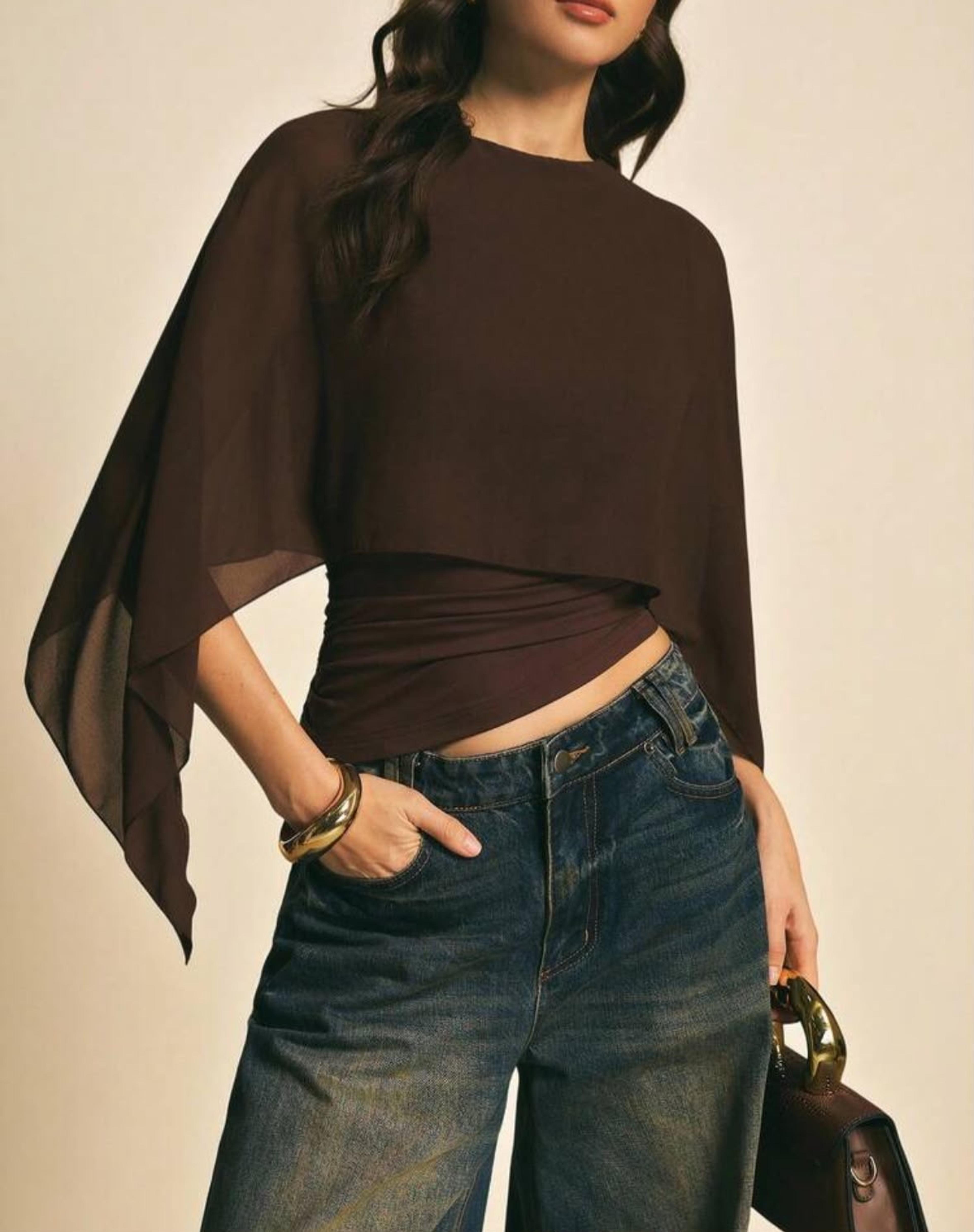 Shirt with cape on the shoulders view 2