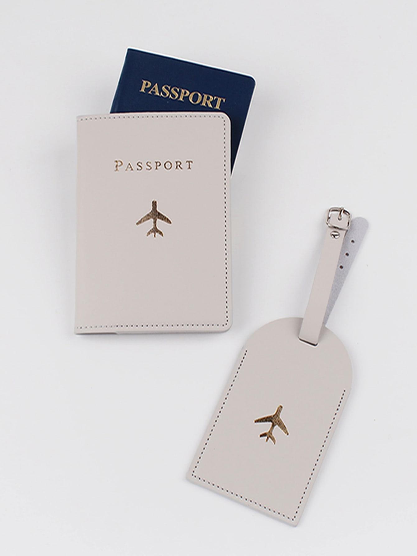 Porta pasaporte y etiqueta