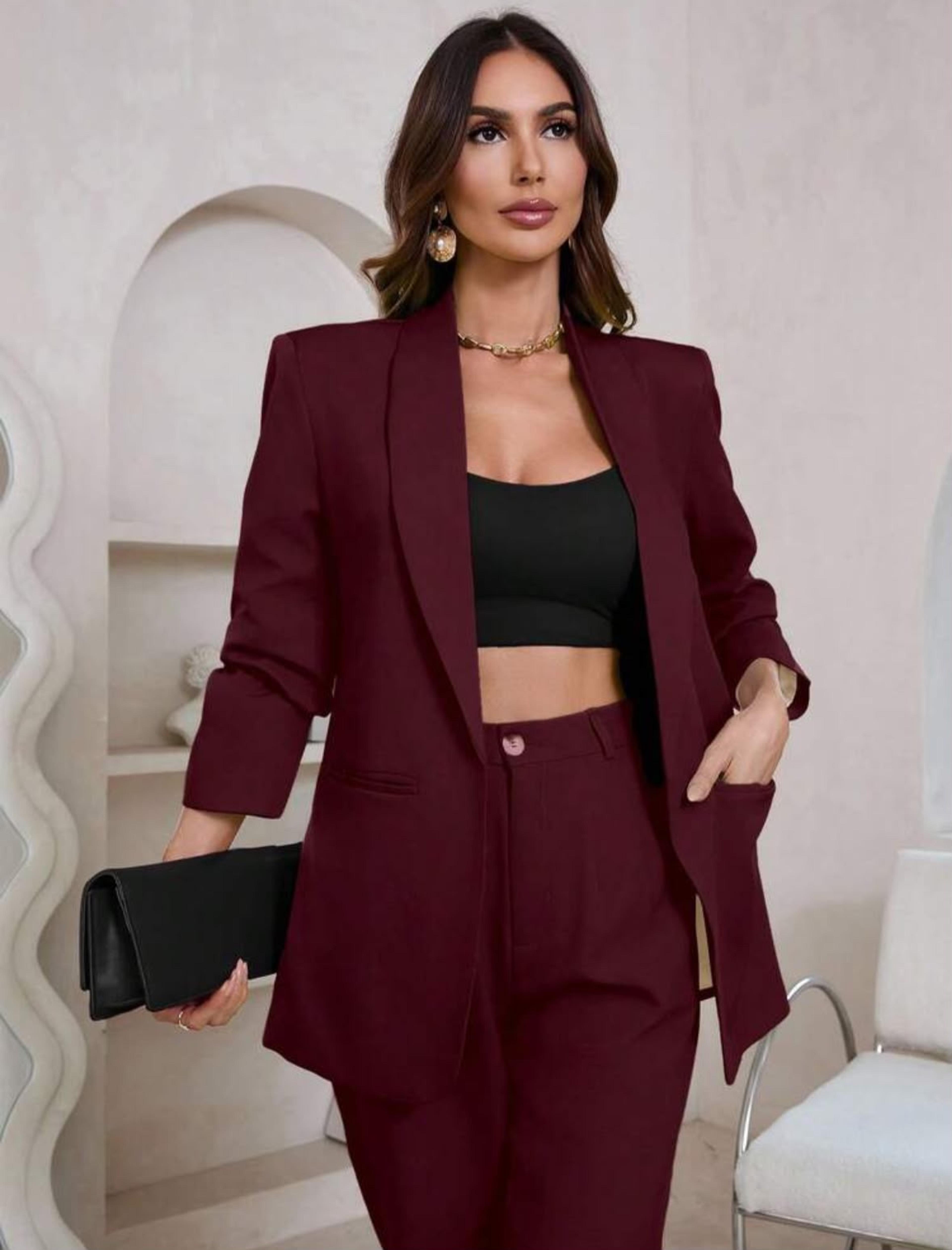 Blazer elegante rojo vino — vista alternativa