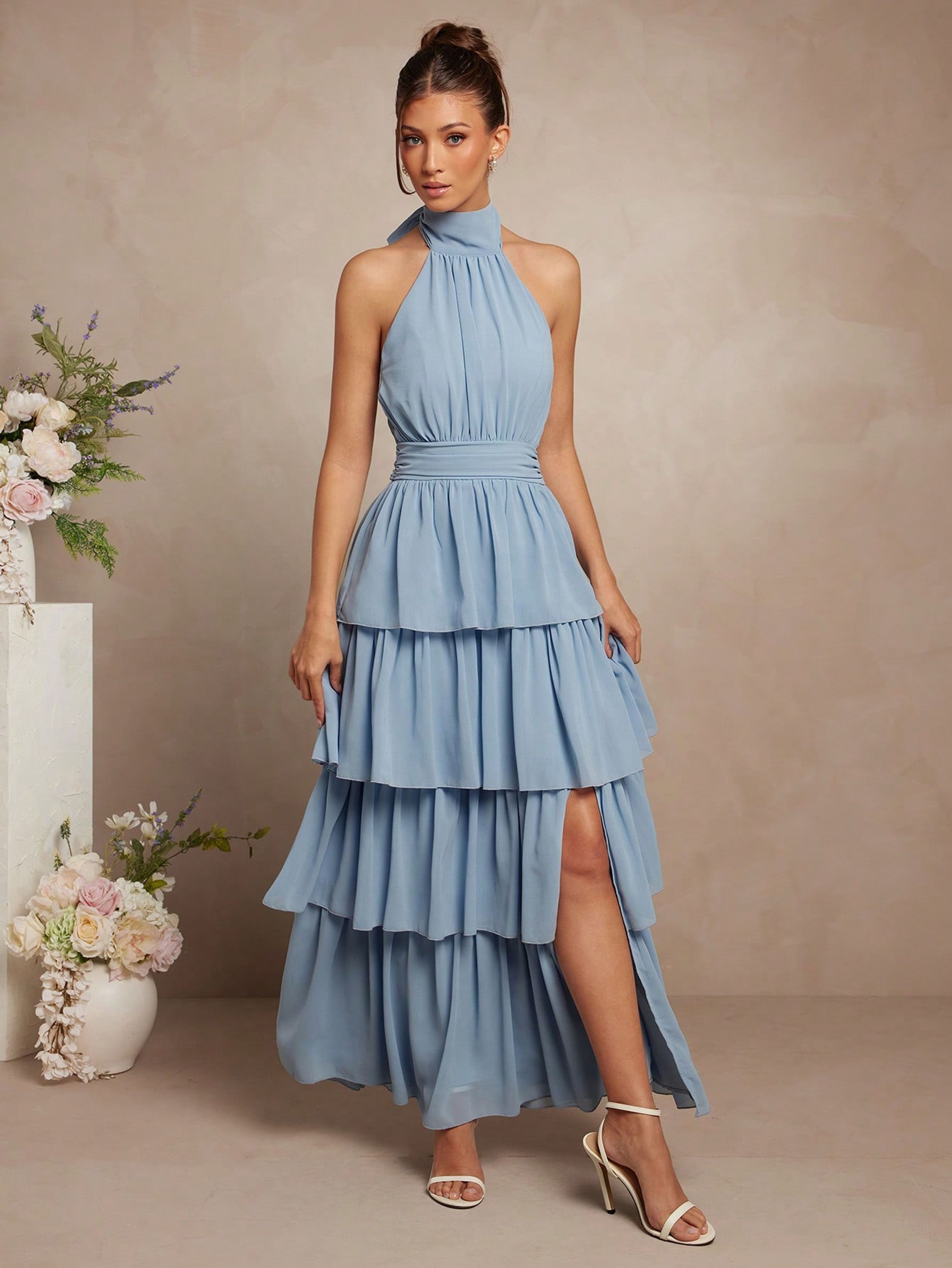 Maxi vestidos con cuello halter elegante