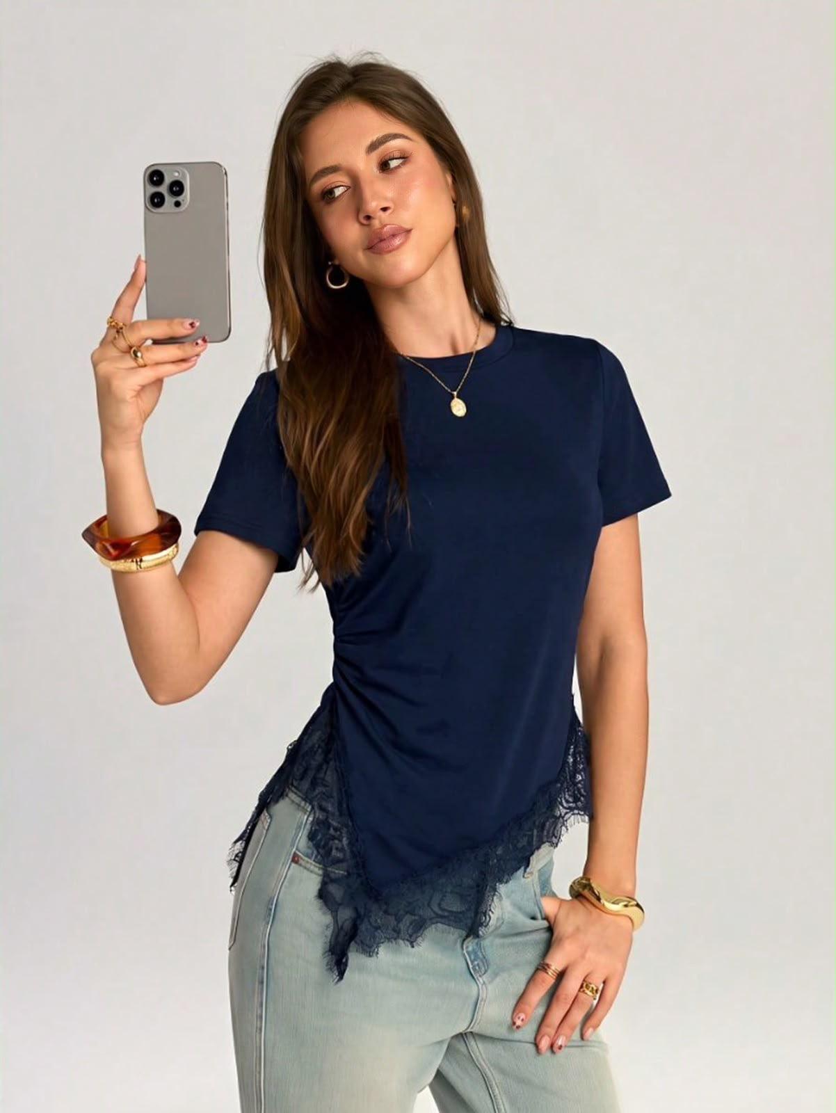 Camisa casual con encaje