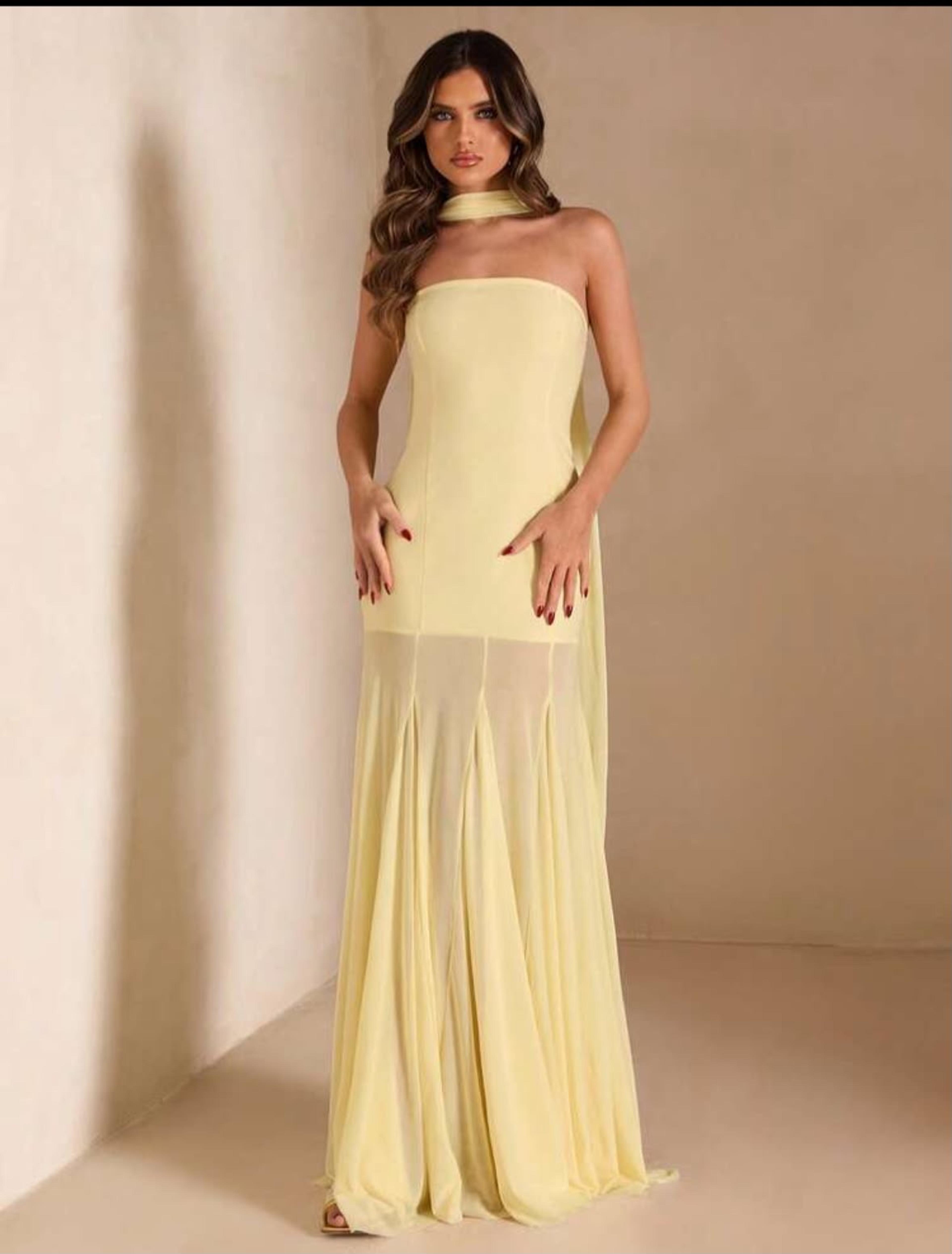 Slim fit dress with transparent fabric detail view 1