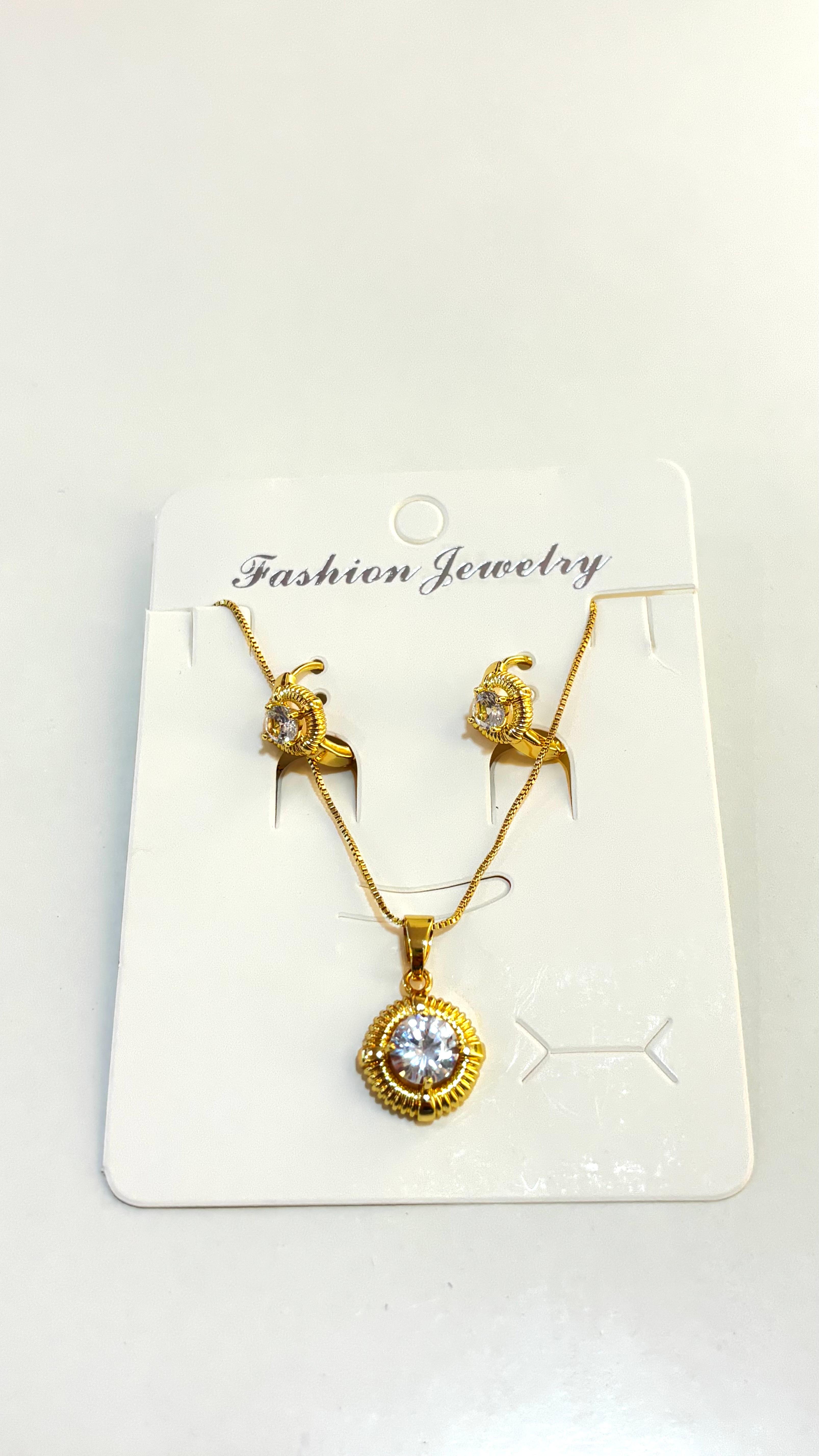 Necklace and earring set with cubic zirconia