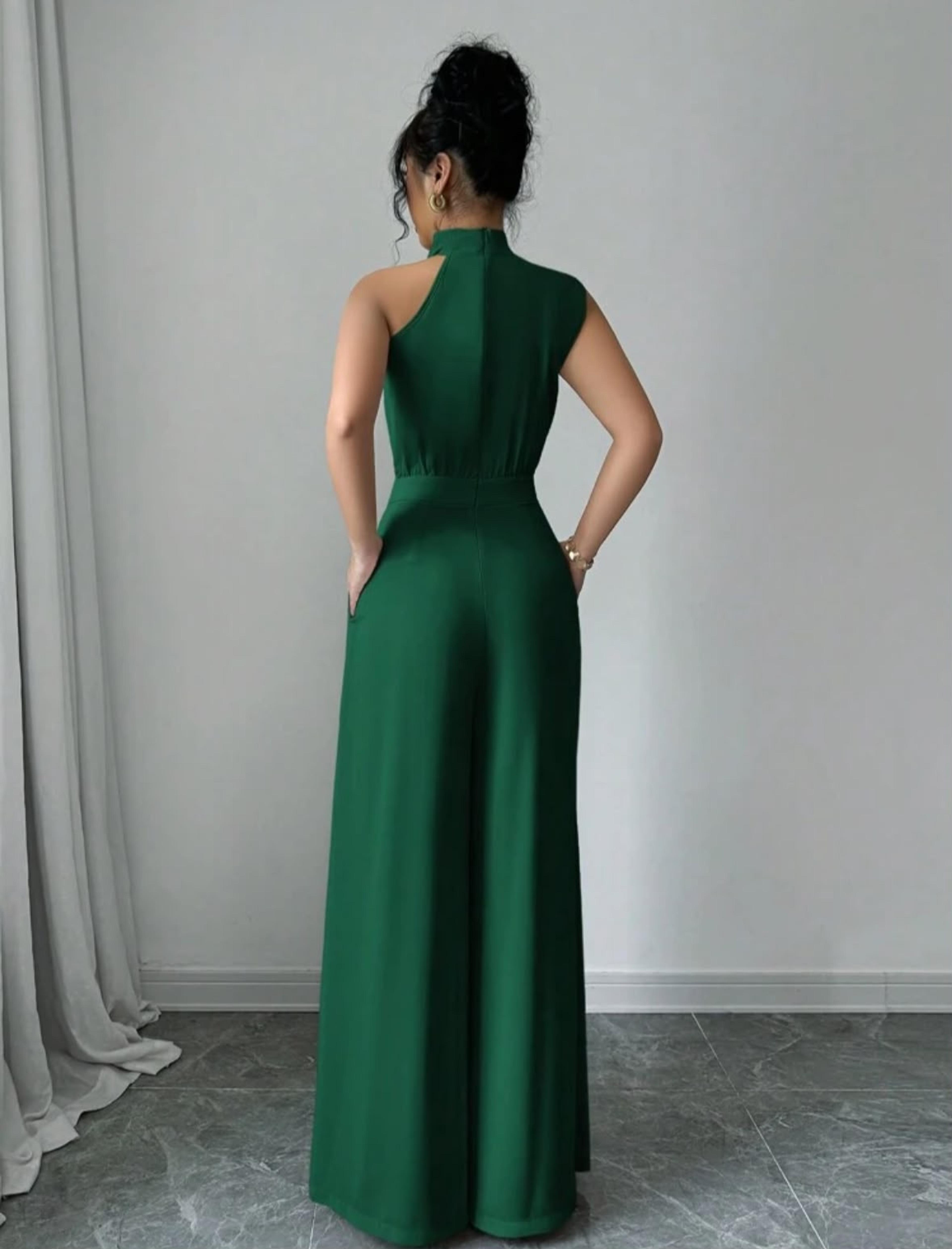 Enterizo verde elegante vista 3