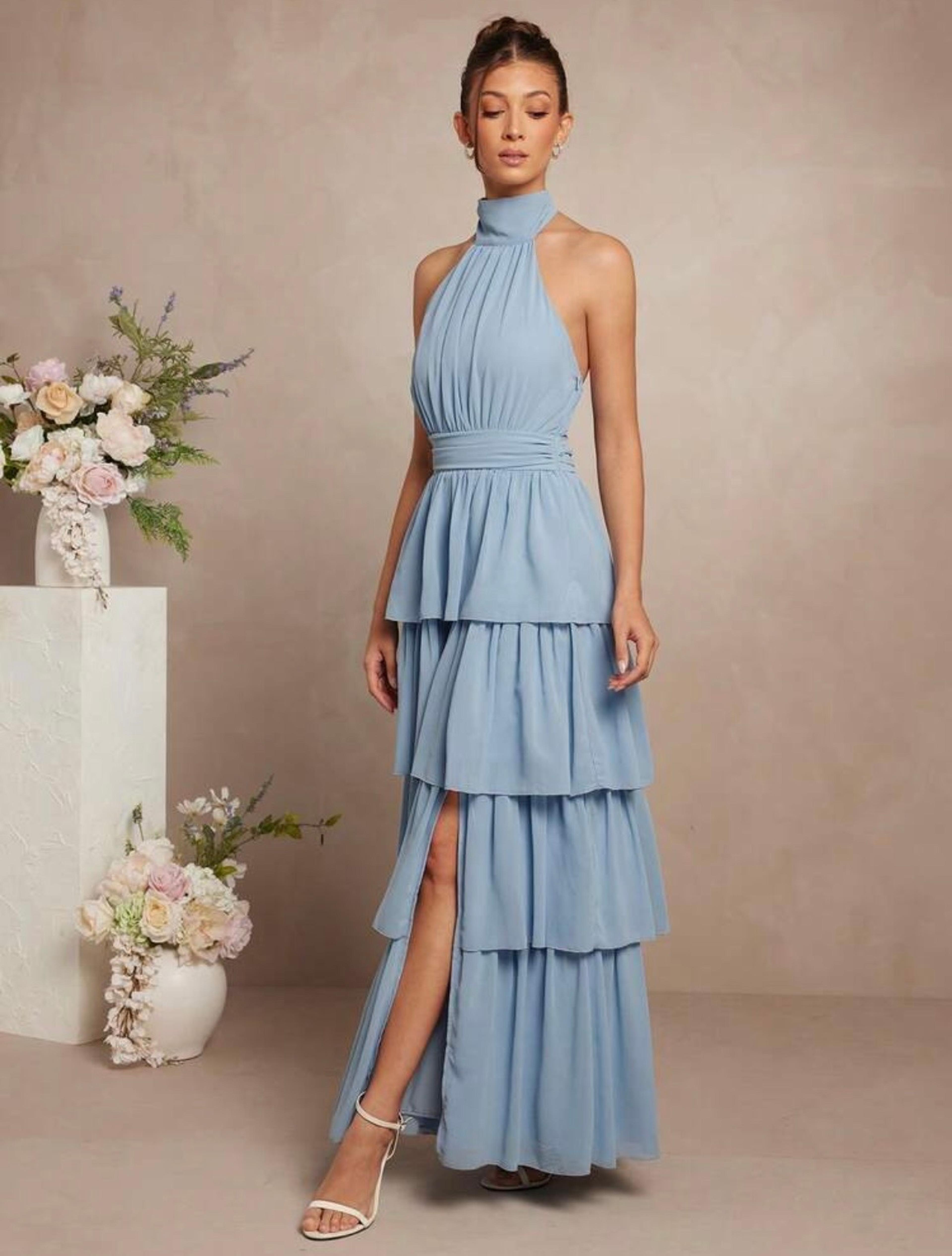 Maxi vestidos con cuello halter elegante vista 3