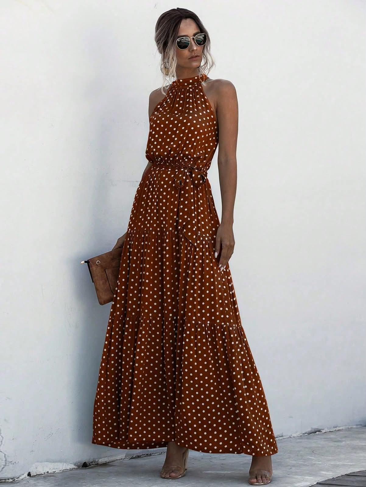 Vestido con estampado de lunares