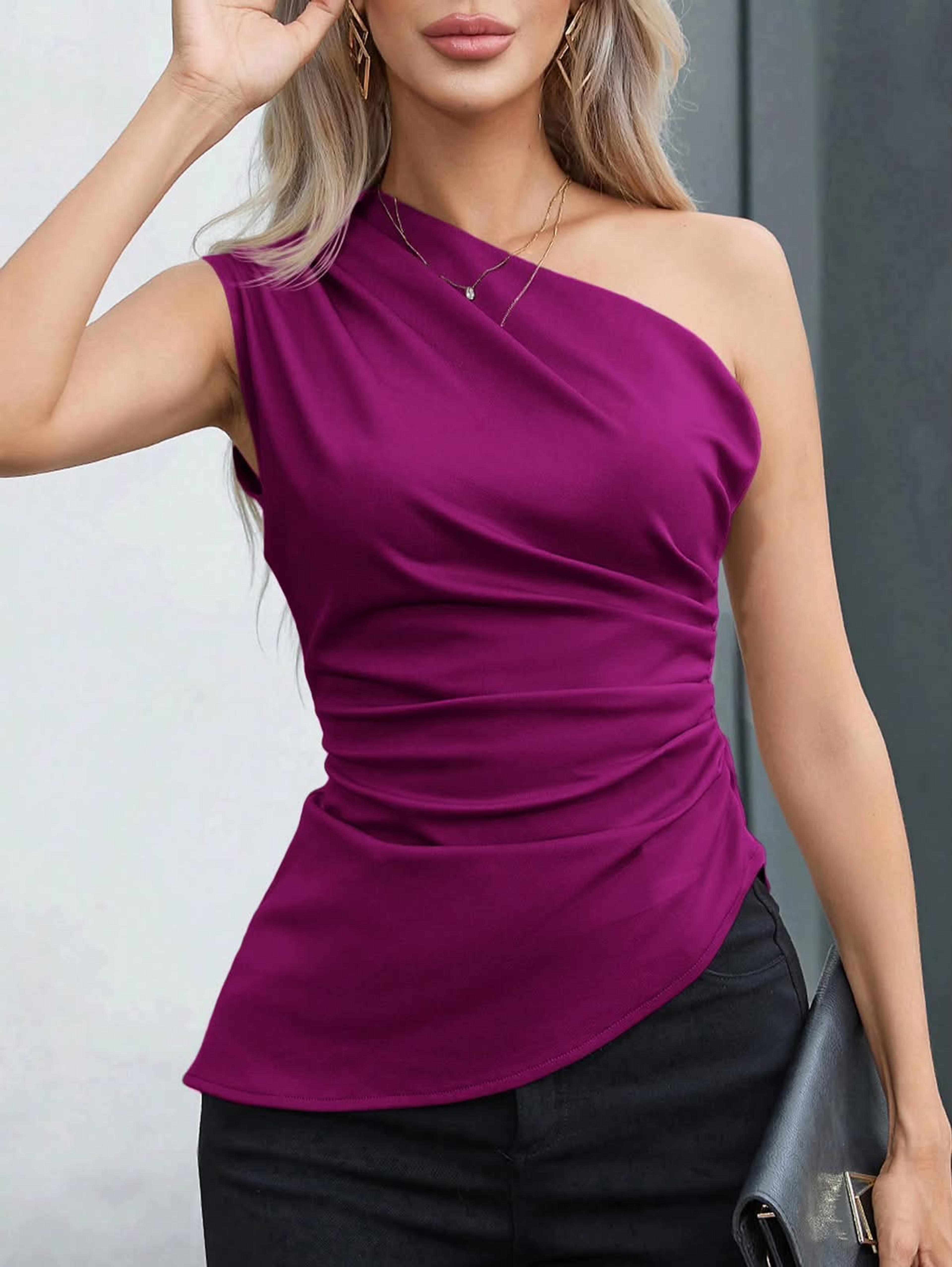 Blusa diseño asimétrico de un solo hombro 