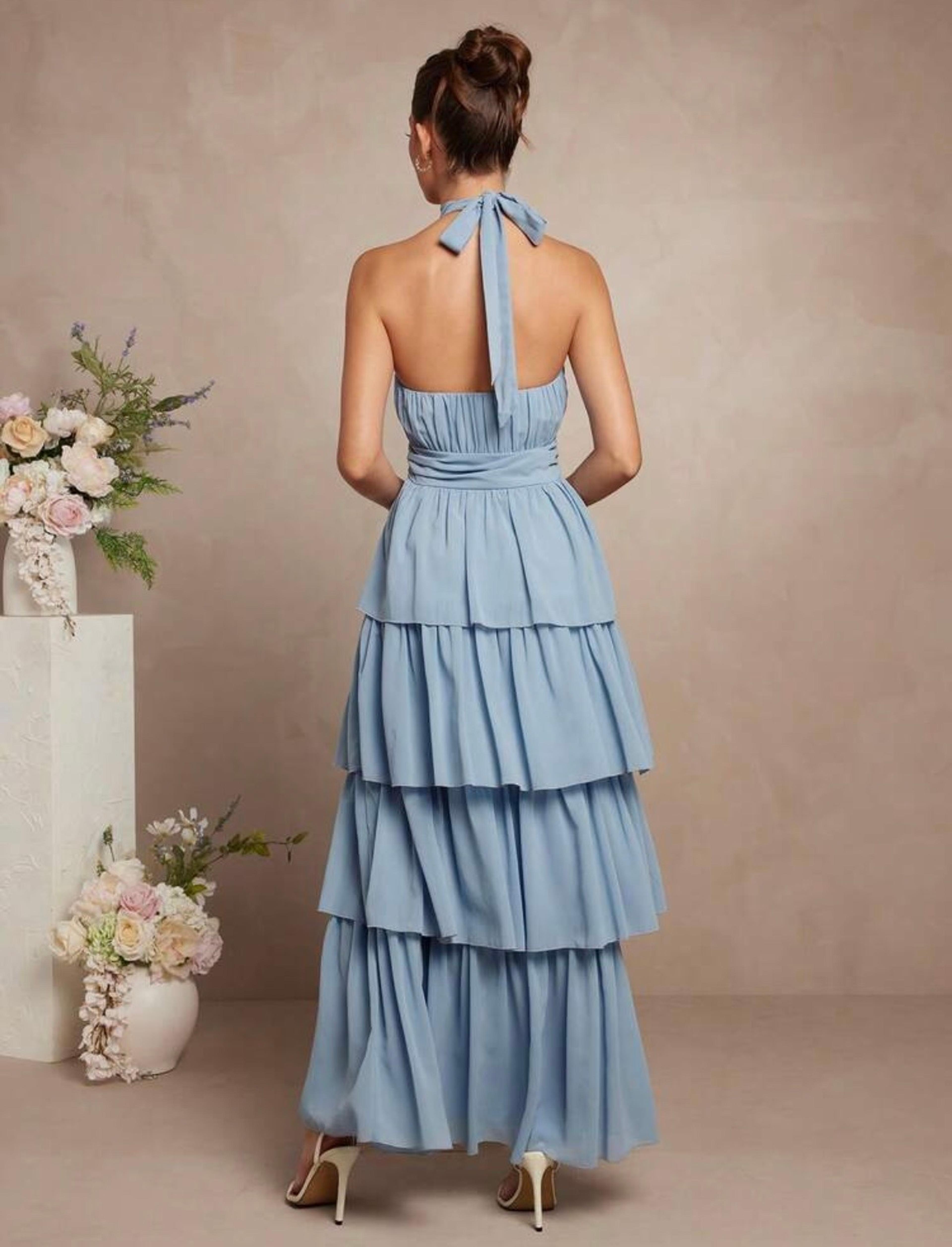 Maxi vestidos con cuello halter elegante vista 2
