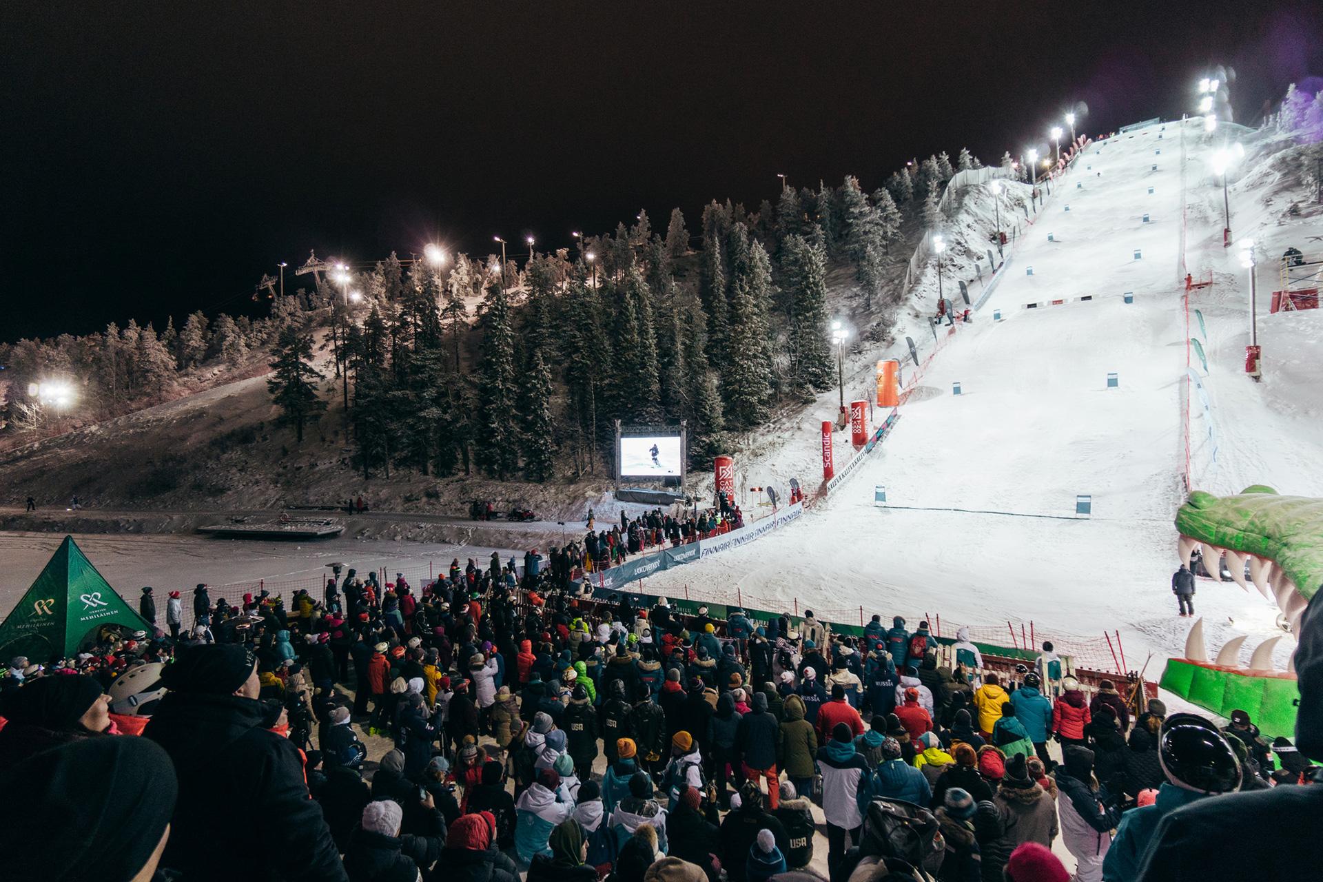 Mogul Skiers “Time to Shine” under the lights