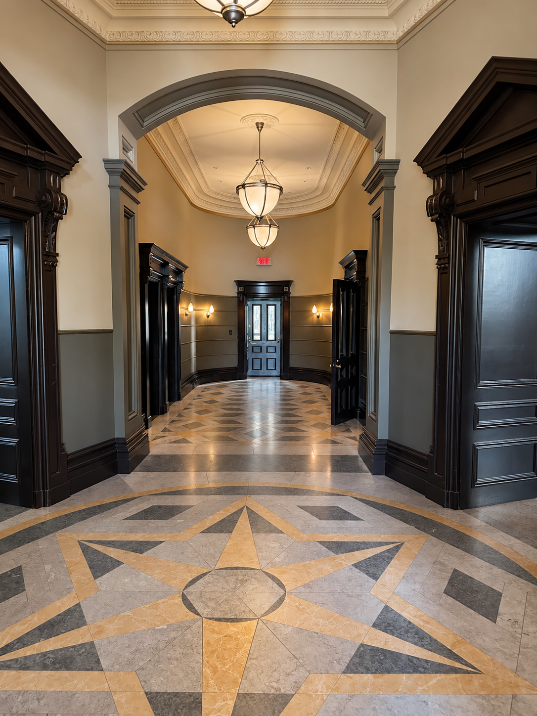 Hall d’entrée au plancher de marbre