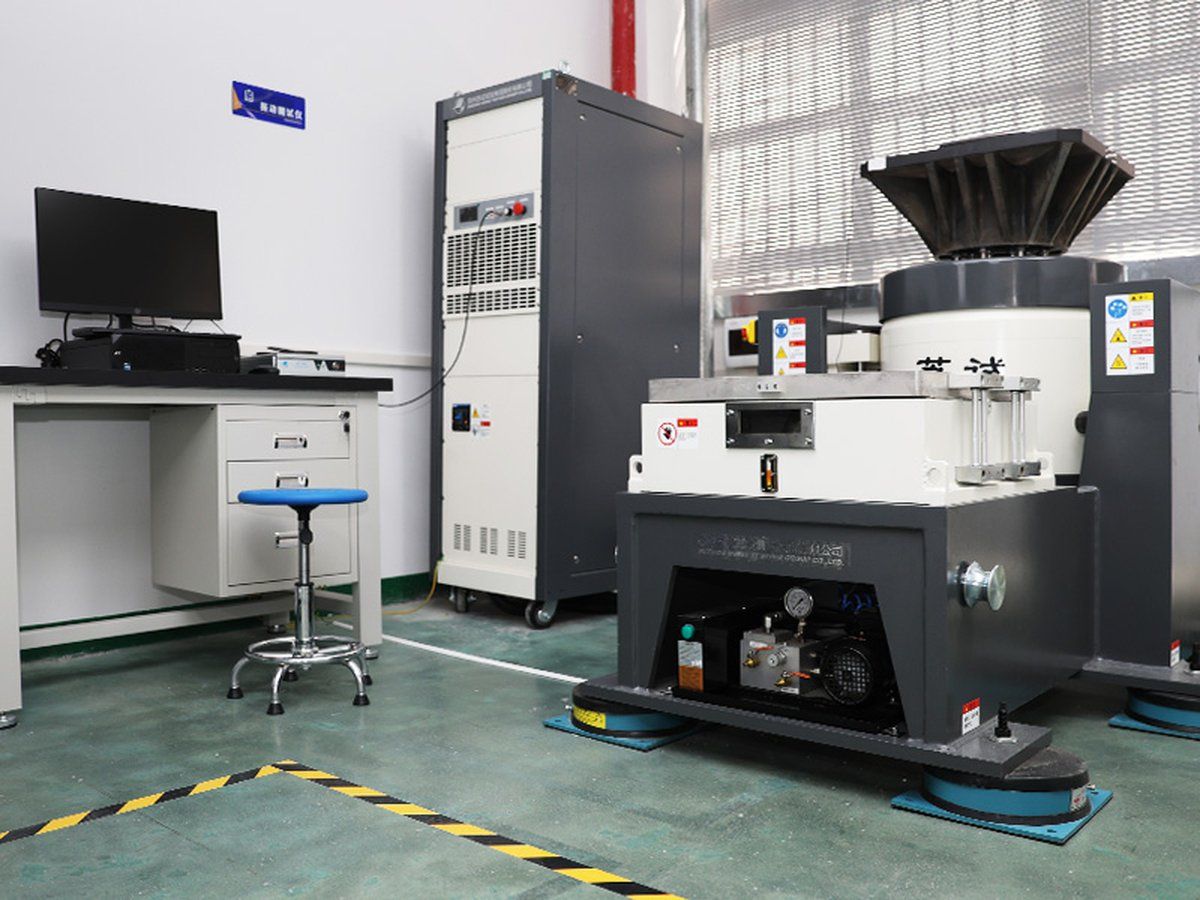 Vibration test table at the Tough Lighting factory