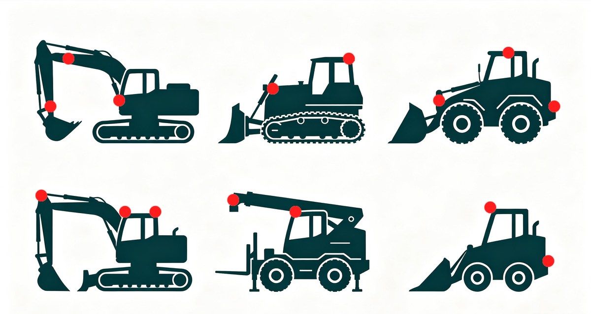 Mounting positions and aiming angles for work lamps, showing how position and aim determine where the beam and its spill actually land