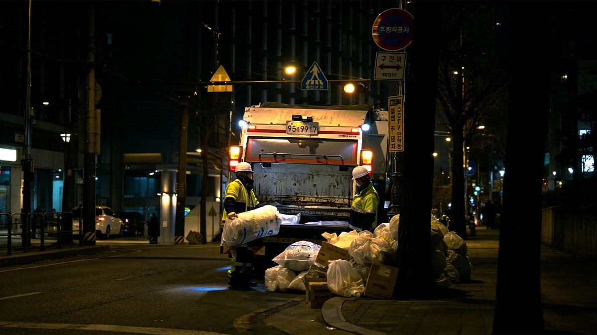 Municipal refuse vehicle with LED lights