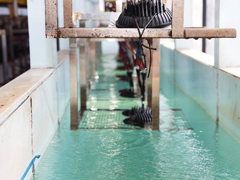 LED work lights undergoing full water immersion testing to verify IP-rating claims