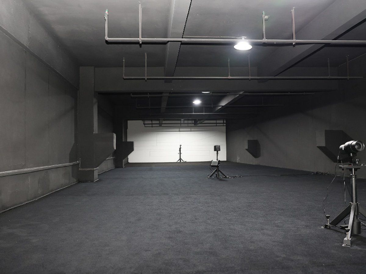 Photometric darkroom at the Tough Lighting factory where trailer lamp light distribution is measured