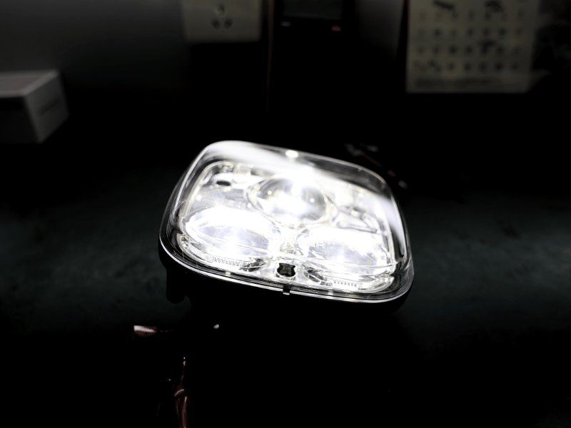 Heavy-duty LED work light powered on during final inspection