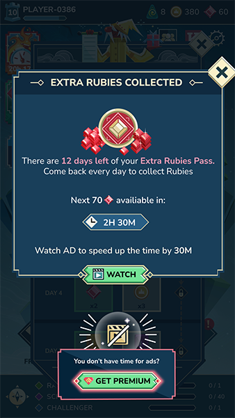 Extra Rubies Pass Pop-up