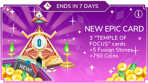 3 copies of Temple of Focus + 5 Fusion Stones + 750 coins for $9.99