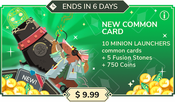 Minion Launchers pack: 10 copies of Minion Launchers + 5 Fusion Stones + 750 coins