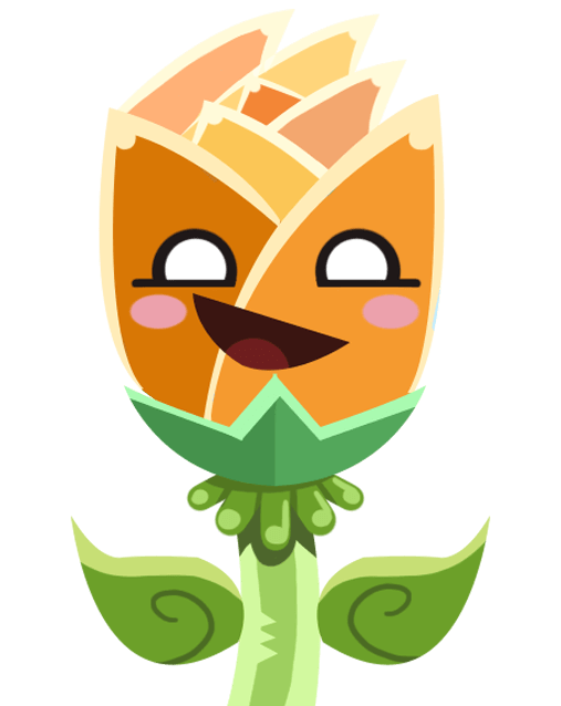 Cute anthromorphised orange flower