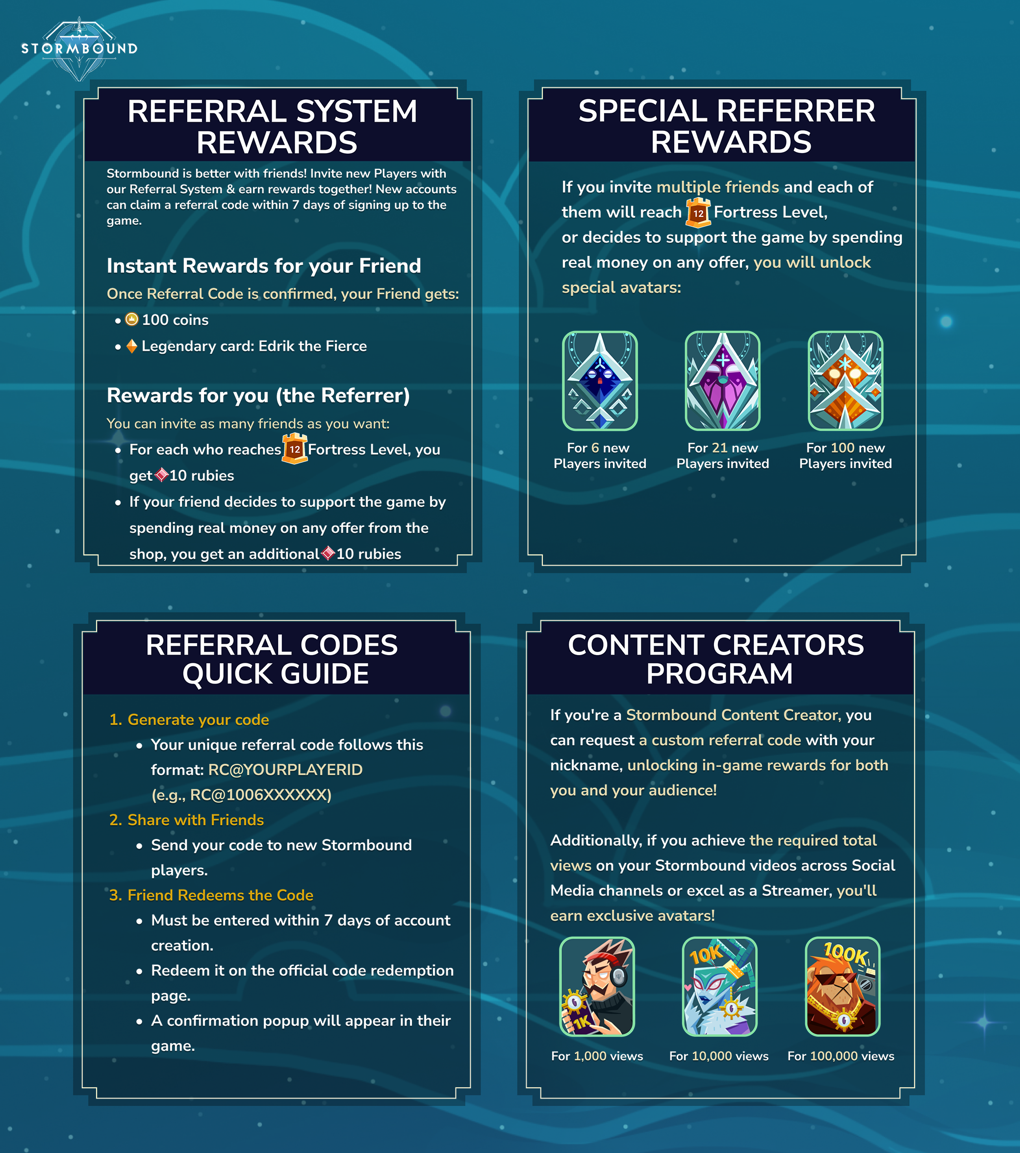 Stormbound Referral System Infographic