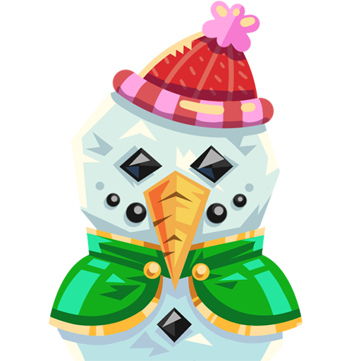 Normal looking snowman with black top hat, and buttons face