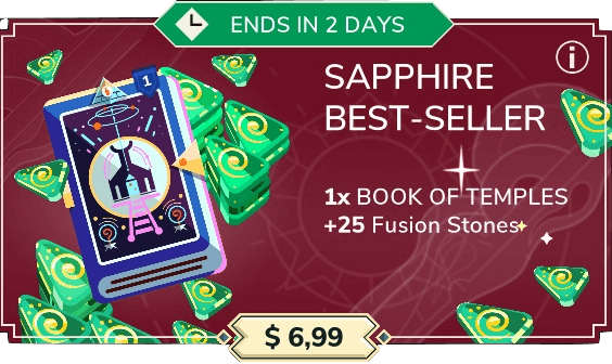 Sapphire Bundle pack ($6.99): 1 Book of Temples + 25 Fusion Stones