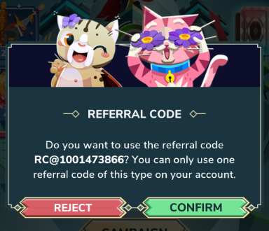 Referral code confirm button