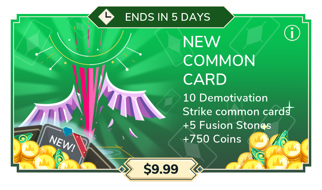 Demotivation Strike: 10 copies of Demotivation Strike + 5 fusion stones + 750 coins