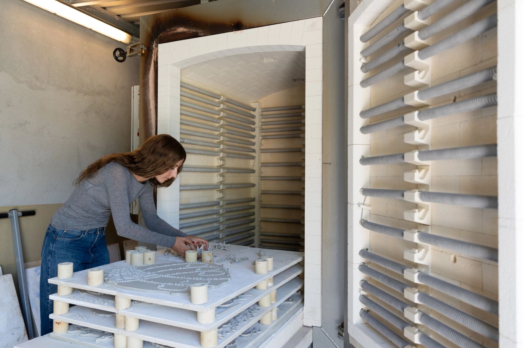 Marie Pic working in her studio