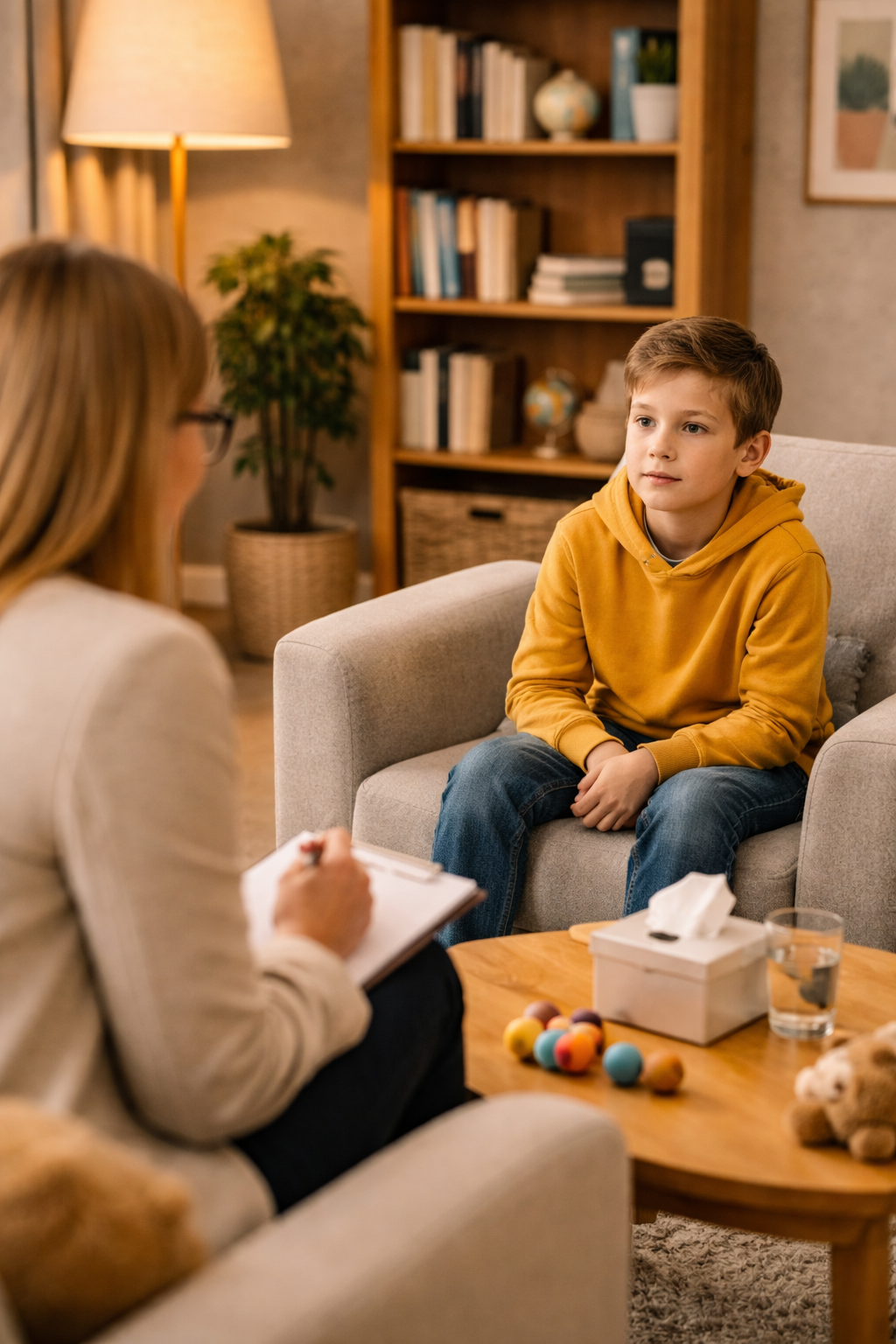 Child talking with a psychologist