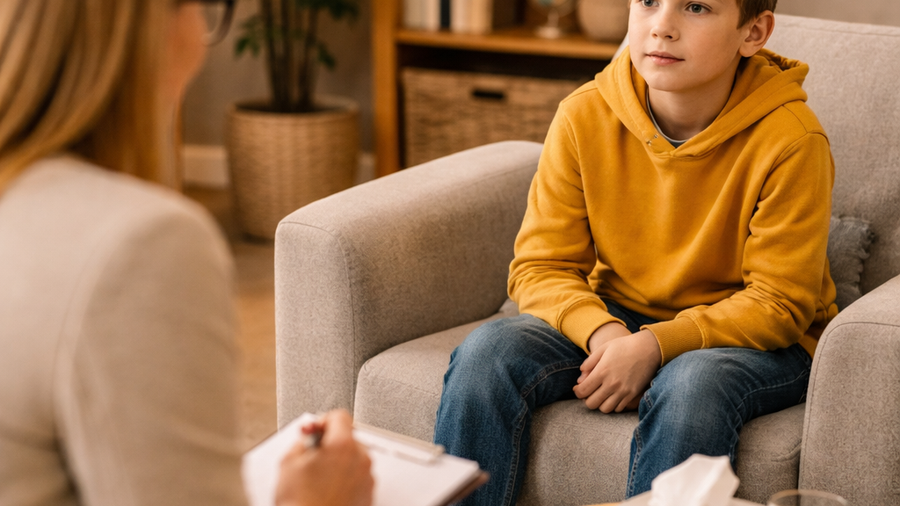 Child talking with a psychologist