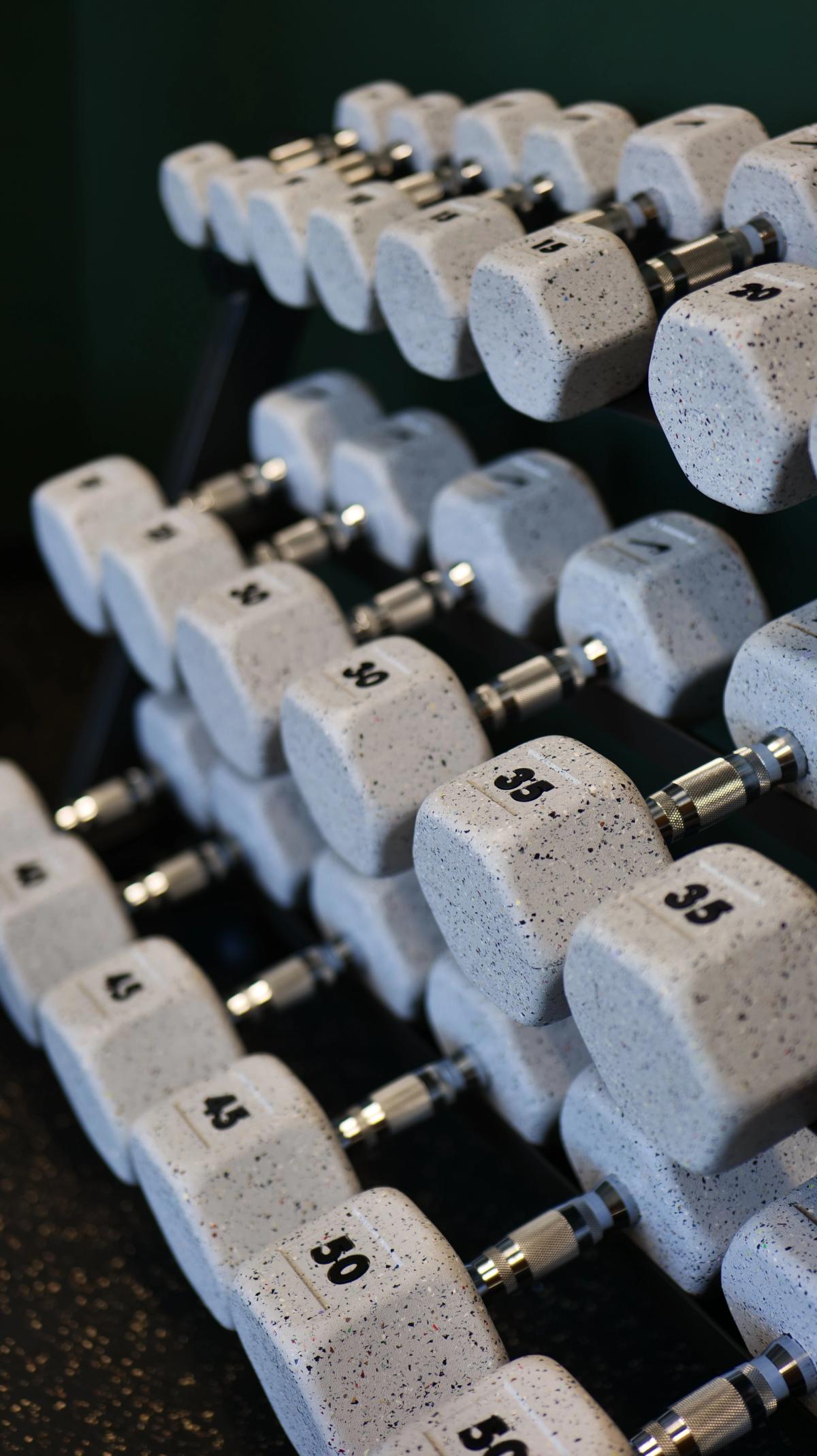 Dumbbell rack used for strength and rehab work