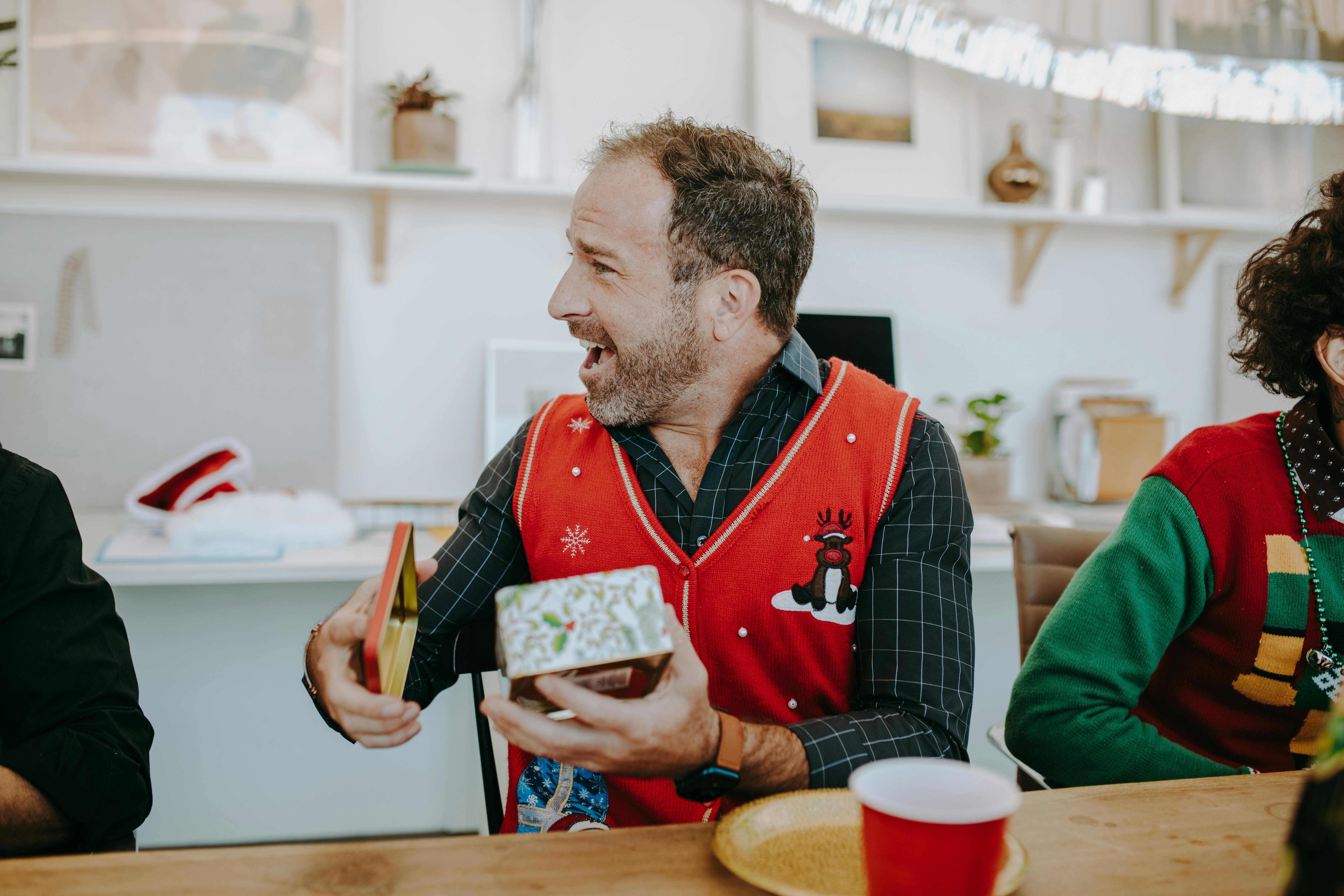 Man opening a gift box