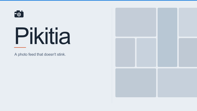 Screenshot of Pikitia: A photo website that (unlike instagram) doesn’t stink