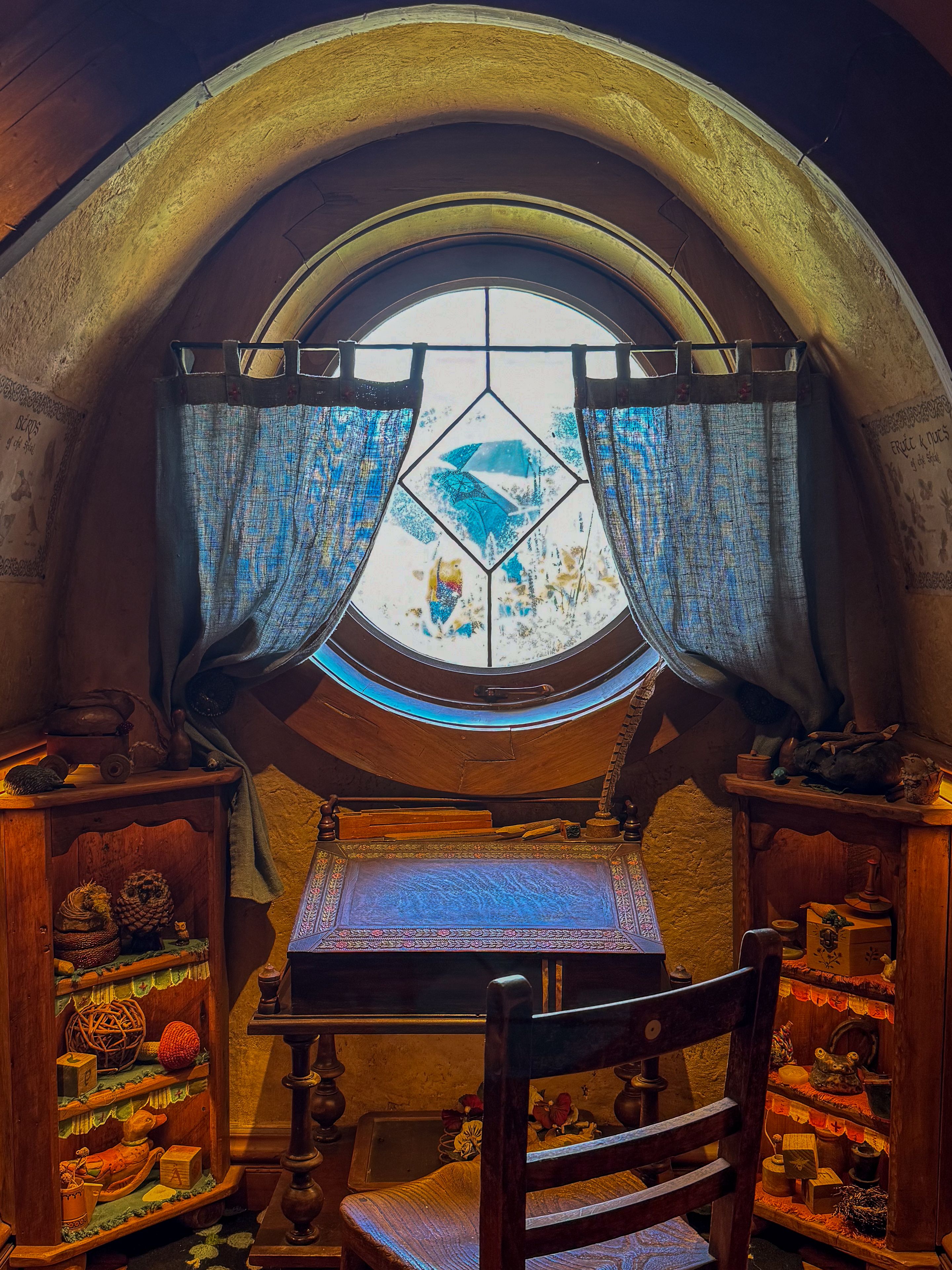 View from the study in Bilbo Baggins' home in Hobbiton