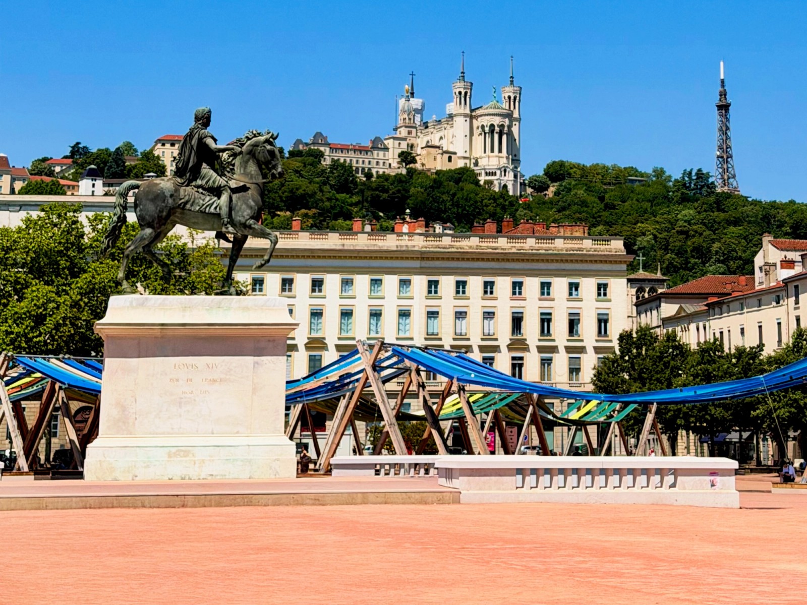 Place Bellecour in Lyon and the statue of Louis XIV