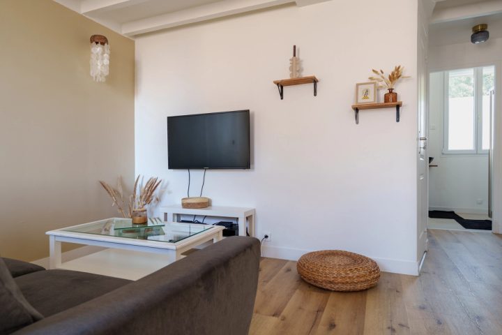 Salon du Duplex Gambetta avec télévision et entrée indépendante