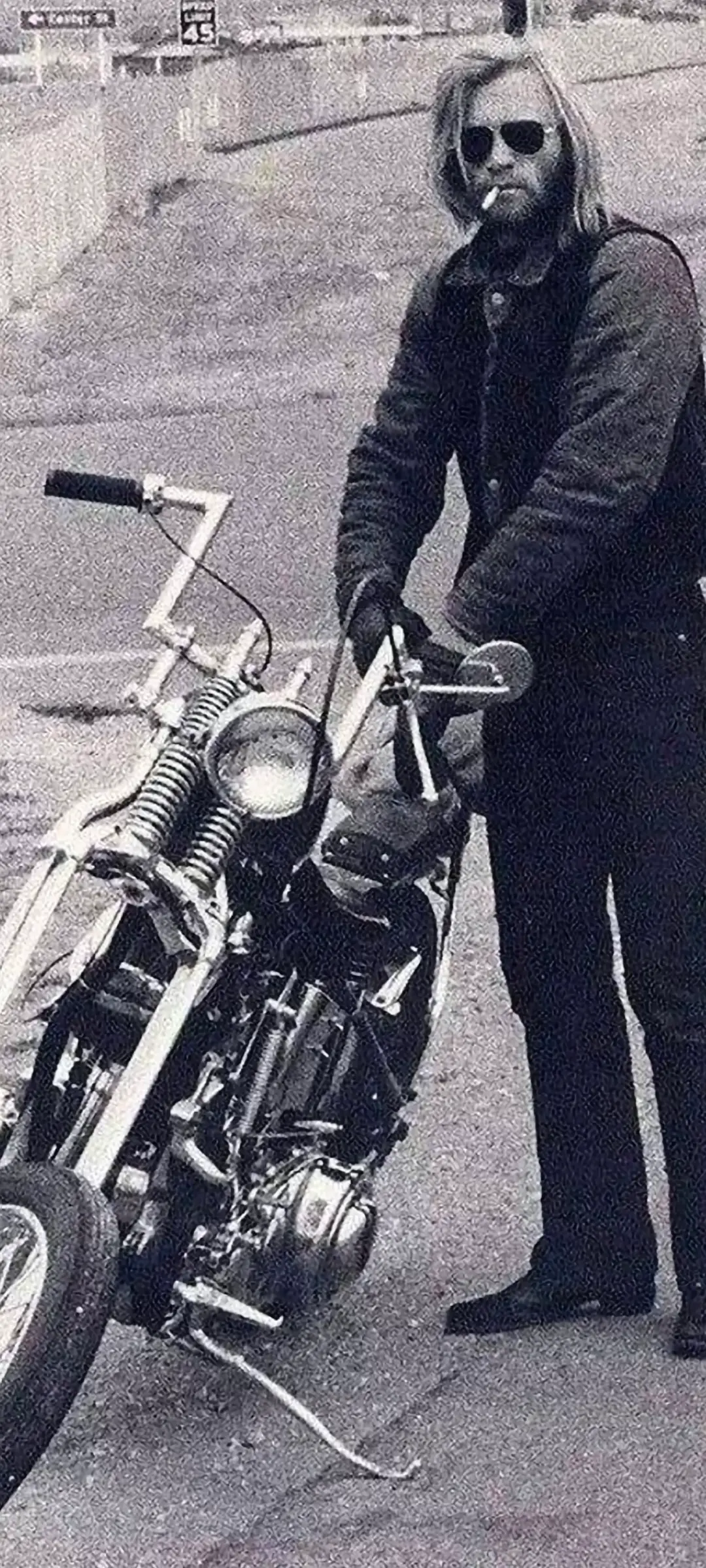 Old School Biker Black and White