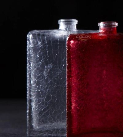 Crackle fragrance bottles, a Colortek finish on glass