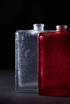 Crackle finish bottles in red and silver