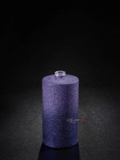Purple glitter, a Colortek finish on glass