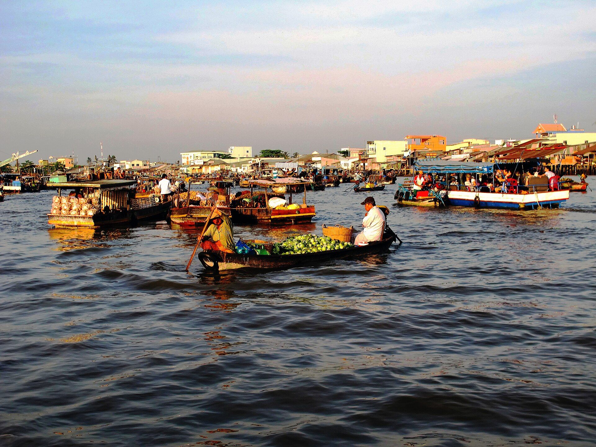 Floating market boats at Cai Rang in Can Tho