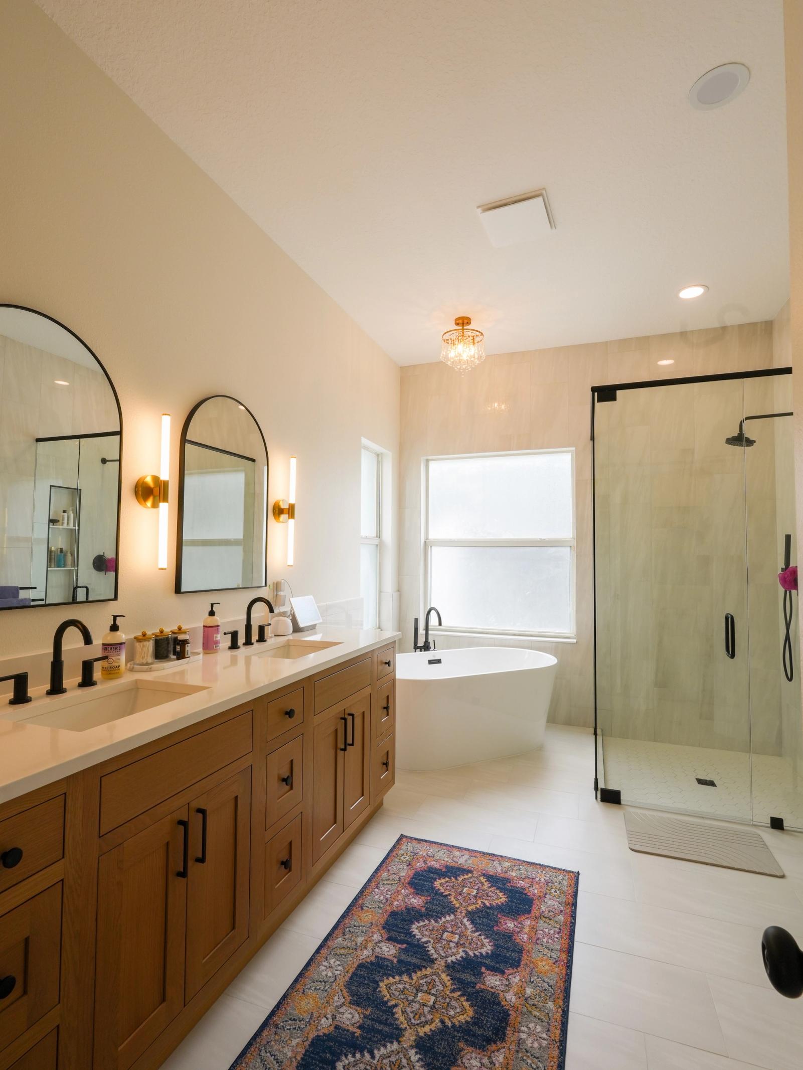 Warm Primary Bathroom Remodel