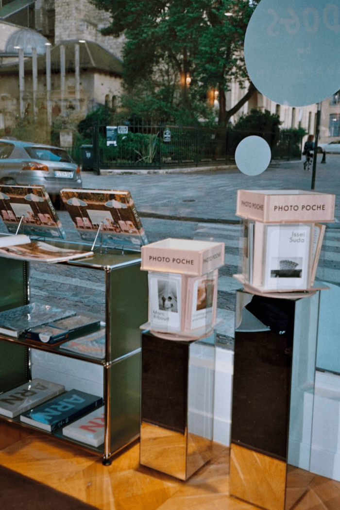La Hune storefront displaying books.
