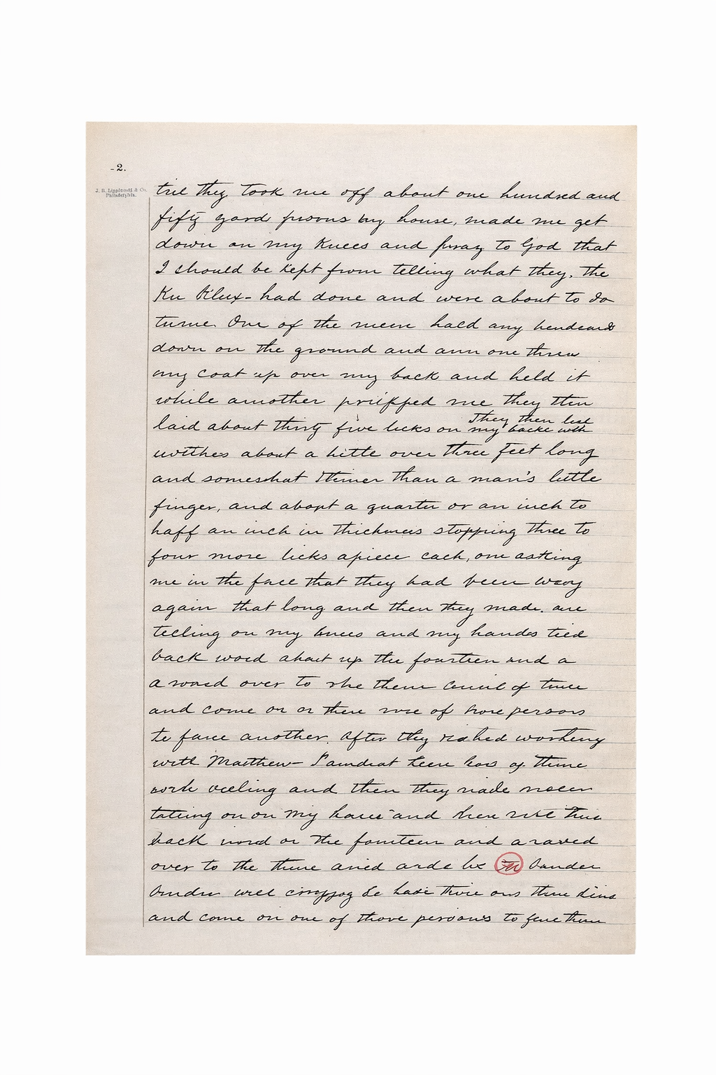 A letter from Carlton to Bullock, 1871