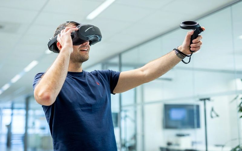 An engineer reviewing a design in VR