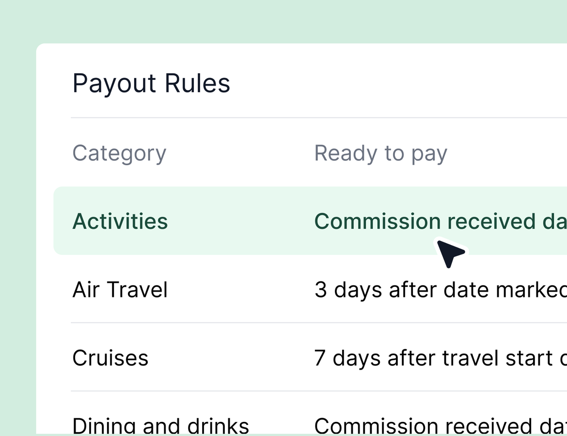 Set payout and expected-commission rules per supplier type