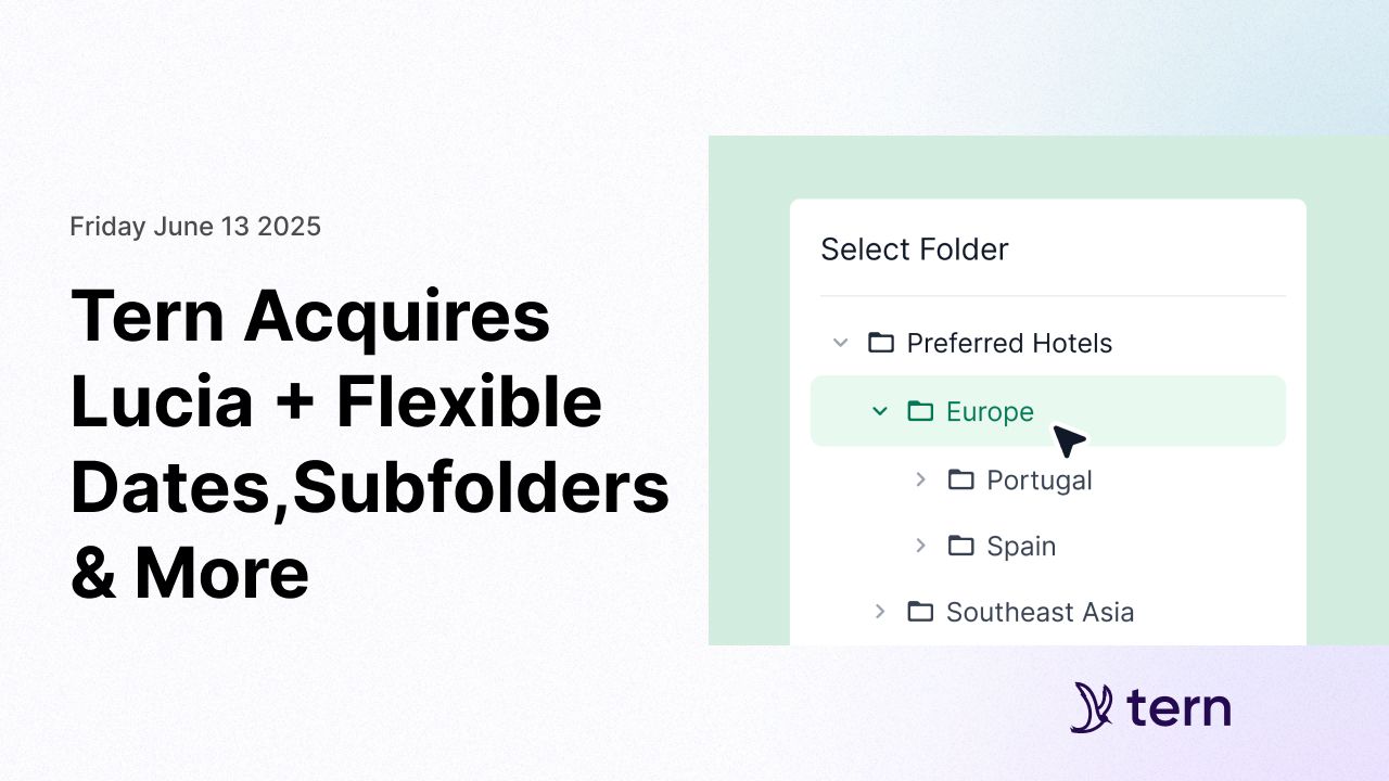 Tern Acquires Lucia + Flexible Dates, Subfolders & More