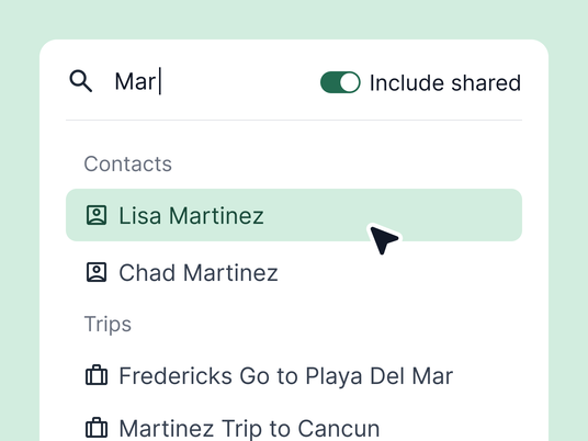 Shared trips in Global Search and addresses that fill themselves